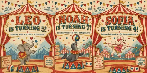 Circus Birthday Party Invitations generated by chatgpt-image