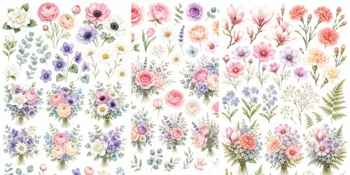 Dreamy Floral Clipart Collections generated by chatgpt-image