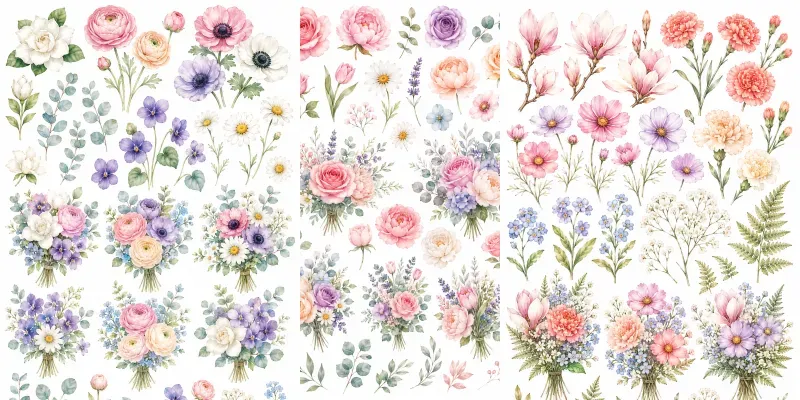 Dreamy Floral Clipart Collections generated by undefined