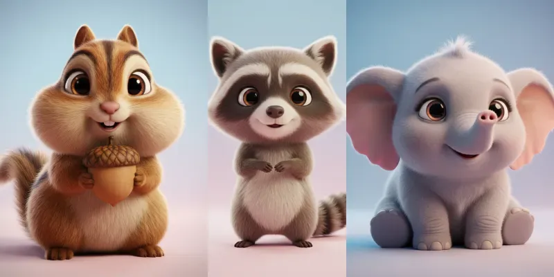 Cute 3D Cartoon Animals Pixar Style generated by undefined