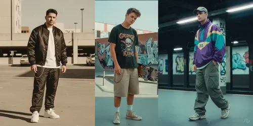 90s Streetwear Grainy Film Lookbook Gens generated by gemini-image