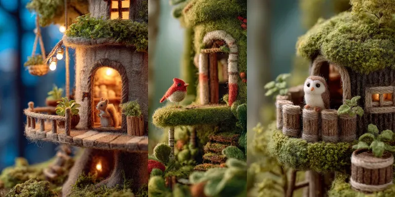 Sustainable Felt Treehouse Dioramas generated by undefined