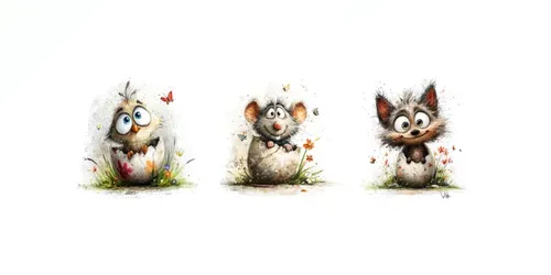 Easter Watercolor Character Animals generated by midjourney
