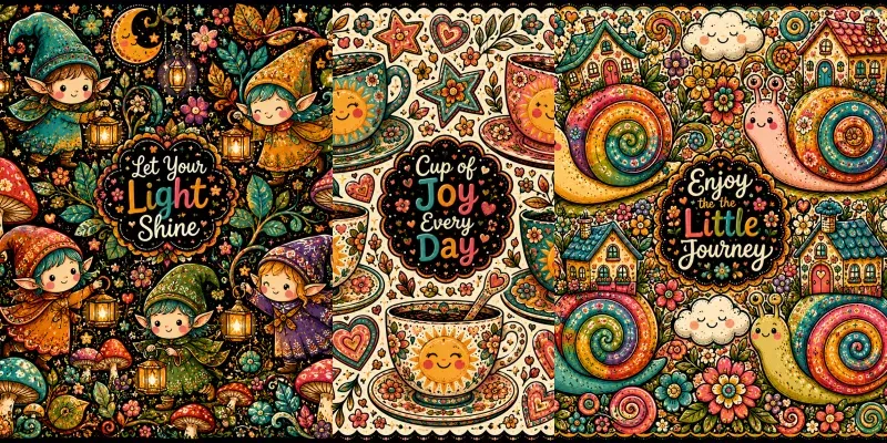 Playful Folk Pop Doodle Bundle Art generated by undefined