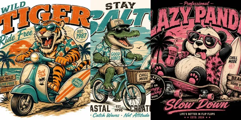 Retro Beach Cruiser Mascot Prompts generated by undefined