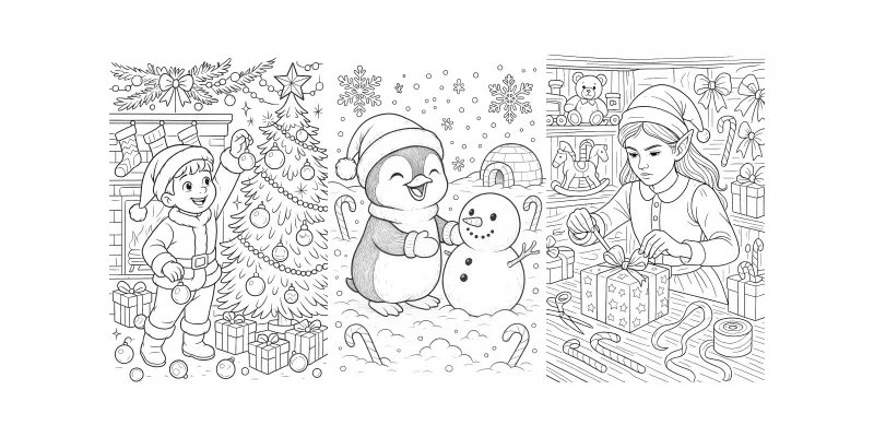 Realistic Christmas Coloring Books generated by undefined