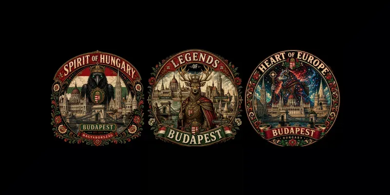 Retro Budapest City Emblem Art generated by undefined