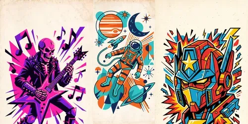Midcentury Pop Art Posters generated by gemini-image