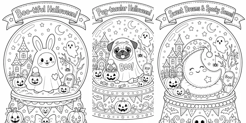 Halloween Snow Globe Coloring Pages generated by undefined