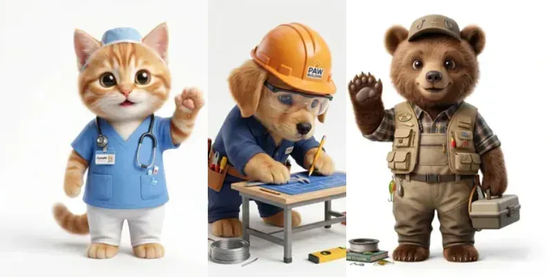 3D Animal Professions Dual Poses generated by undefined