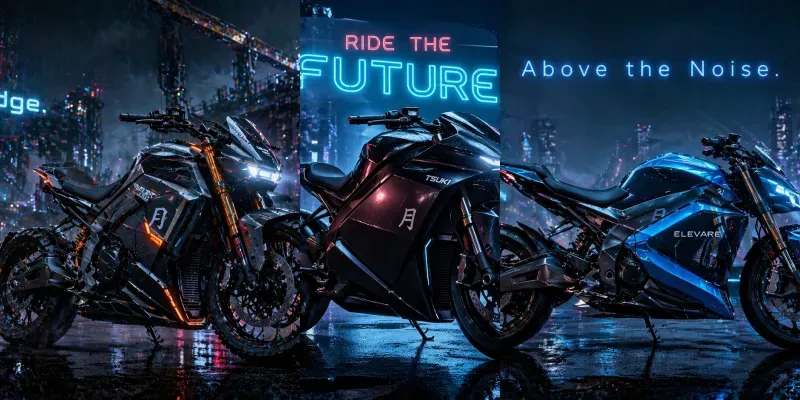 Electrifying Neon Motorcycle Adverts generated by undefined