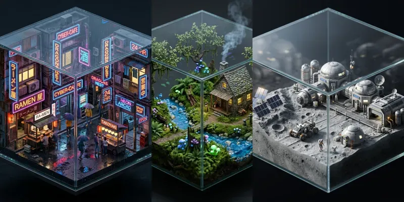 Hyperrealistic Isometric 3d Dioramas generated by undefined