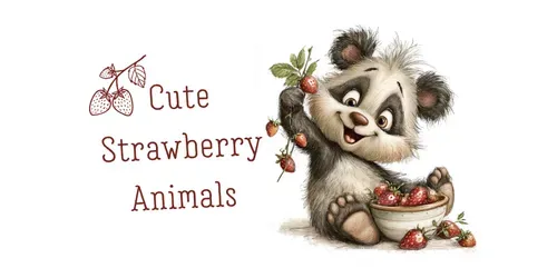 Adorable Strawberry Animal Clipart generated by midjourney