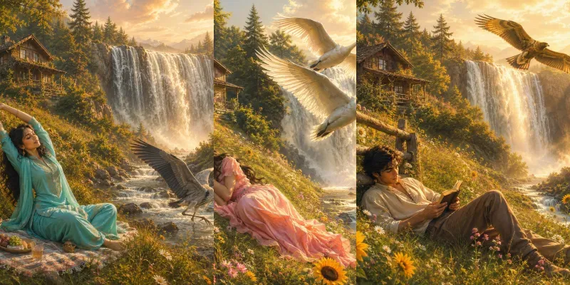 Meadow Waterfall Dreams generated by undefined
