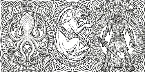 Nordic Myth Coloring Pages generated by gemini-image