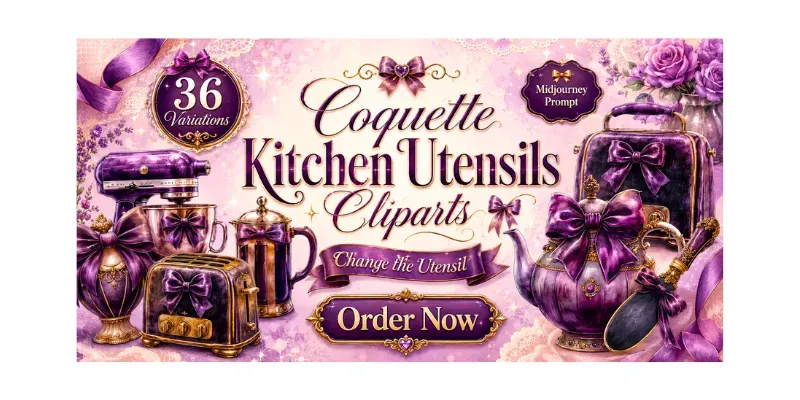 Coquette Kitchen Utensils Cliparts generated by undefined