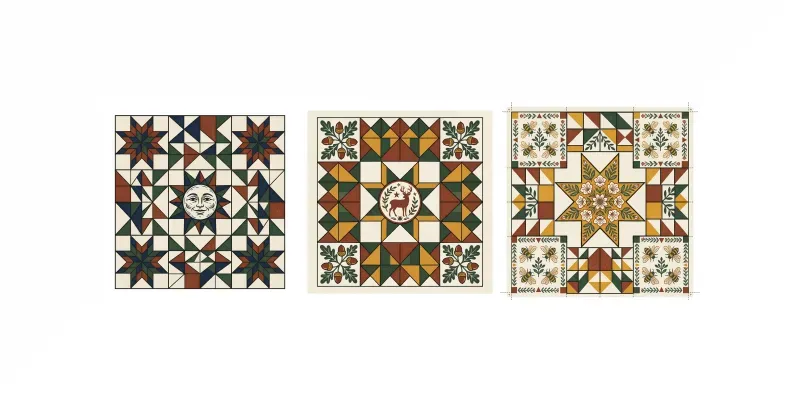 Folk Woodblock Quilt Block Patterns