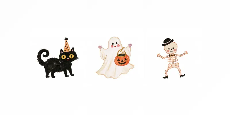 Retro Folk Art Halloween Cliparts generated by undefined