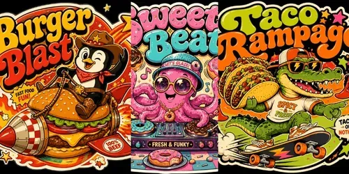 Retro Dino Food Party Stickers generated by chatgpt-image