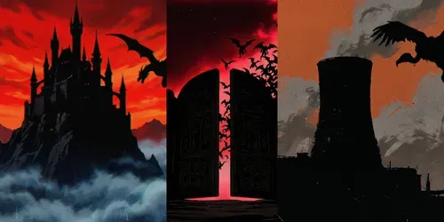 Retro Silhouetted Anime Backgrounds generated by gemini-image