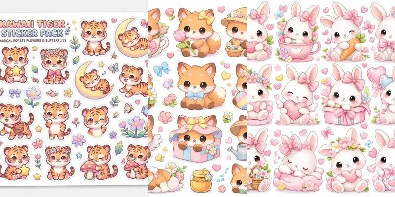 Cute Kawaii Animal Sticker Pack Prompt generated by undefined