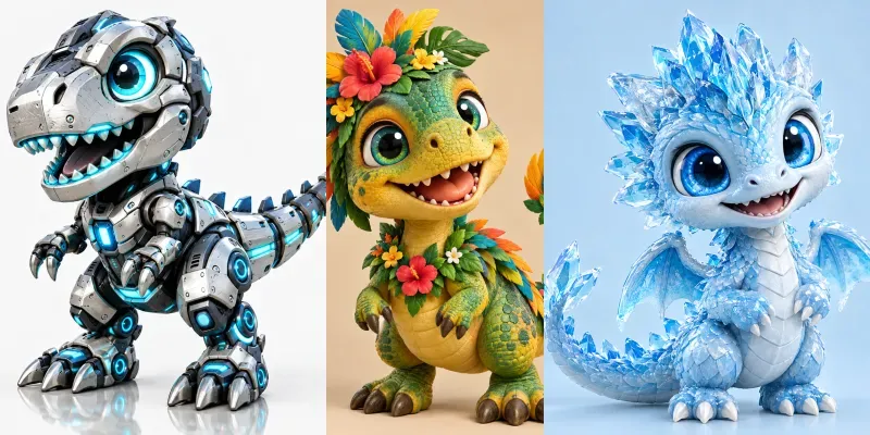 Cute 3D Dinosaur Toys generated by undefined