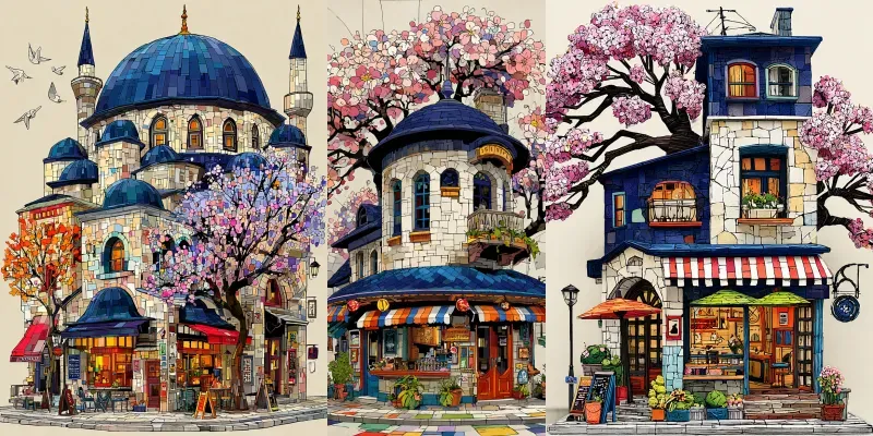 Hidden Cafe Architecture Clipart generated by undefined