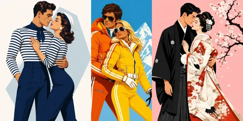 Retro Minimalist Couple Vectors generated by undefined