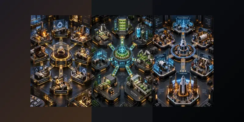 Futuristic 3D Isometric Workflows generated by undefined