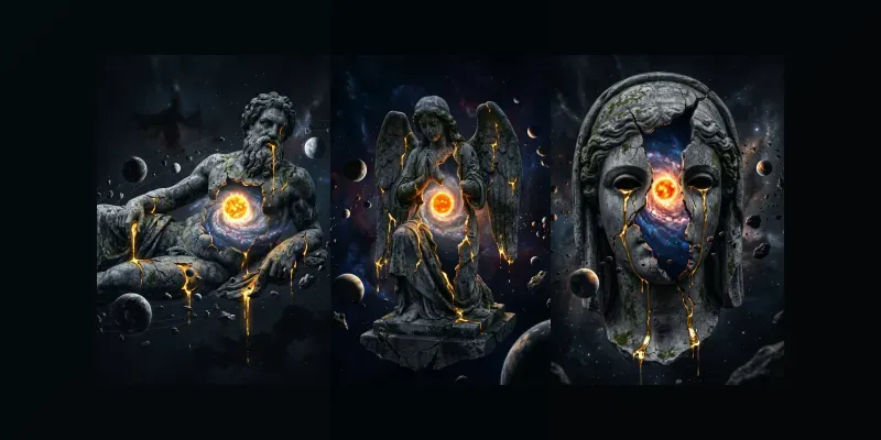 Galactic Kintsugi Stone Sculptures