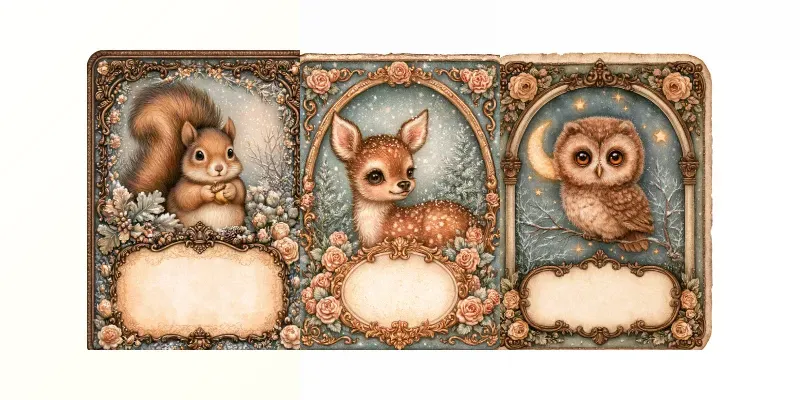 Vintage Enchanted Winter Bookplates