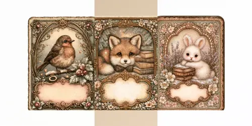Vintage Enchanted Winter Bookplates generated by midjourney