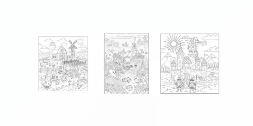 Detailed Scene Coloring Pages For Kids generated by gemini-image
