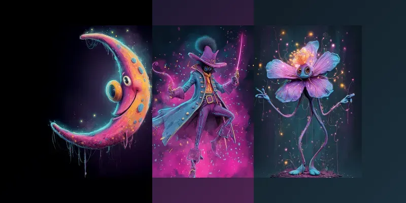 Whimsical Neon Fantasy Characters generated by undefined