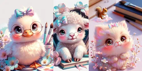 Whimsical Pastel Storybook Sitting Poses generated by grok-image