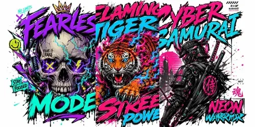 Neon Streetwear Tee Designs generated by chatgpt-image