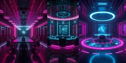 Futuristic Cyberpunk Meeting Rooms generated by leonardo