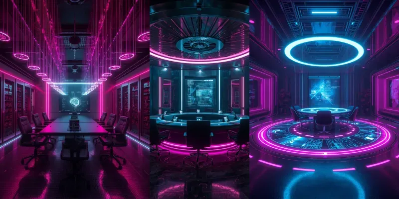 Futuristic Cyberpunk Meeting Rooms generated by undefined