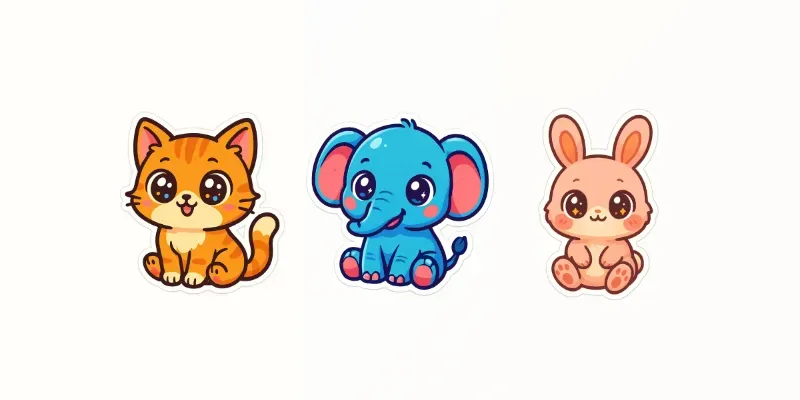 Cute Chibi Kawaii Animal Stickers generated by undefined