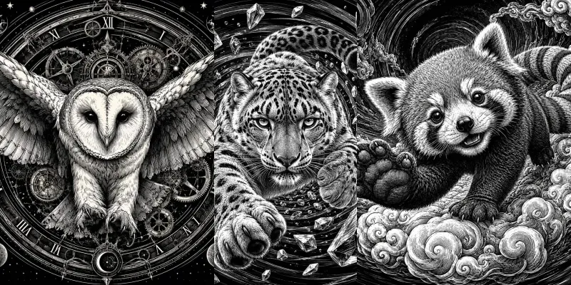 Dynamic Monochrome Animal Art generated by undefined