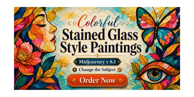 Colorful Stained Glass Style Paintings generated by undefined