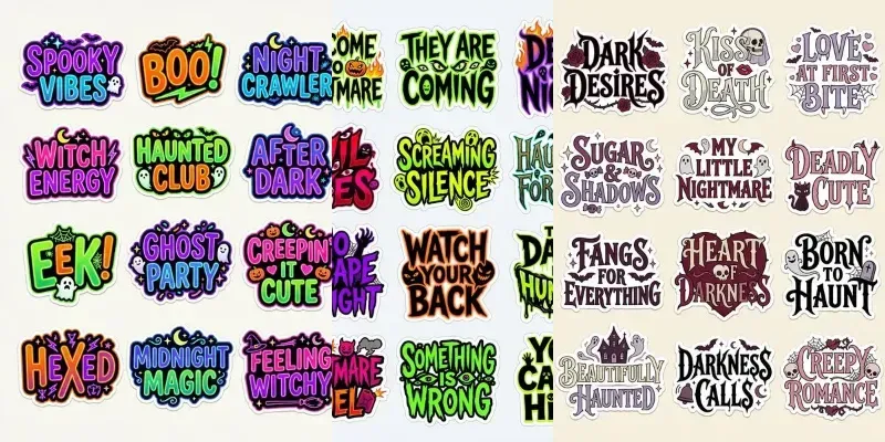 Halloween Words Phrases Stickers
