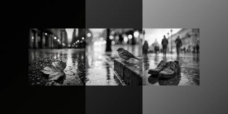 Black And White Rainy Street Fine Art generated by undefined