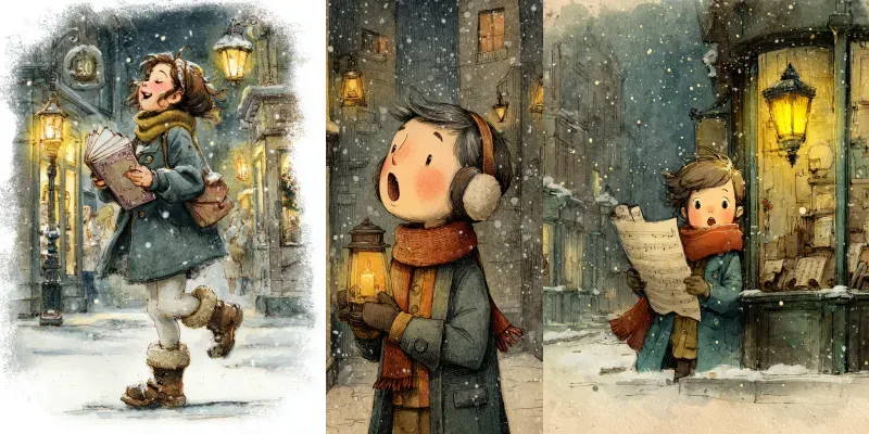 Vintage Christmas Caroler Illustrations generated by undefined