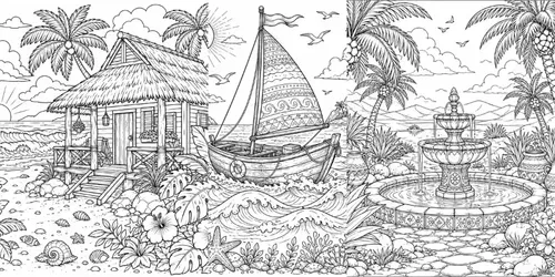 Tropical Line Art Coloring Pages generated by chatgpt-image