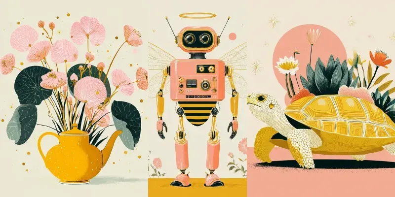 Vintage Modern Folk Art Illustrations generated by undefined