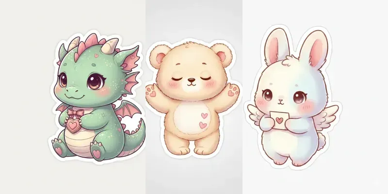 Kawaii Characters Valentine Stickers generated by undefined