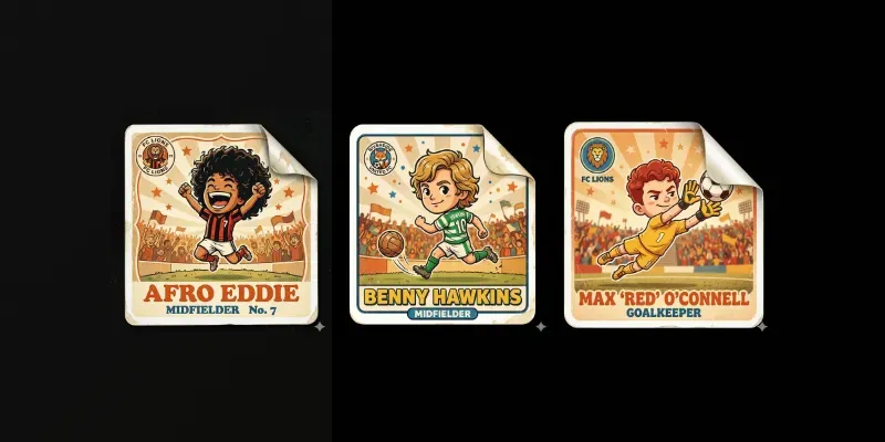 1970s Style Soccer Card Stickers generated by undefined