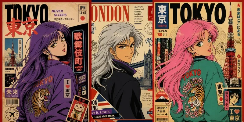 90s Retro Anime Posters generated by undefined