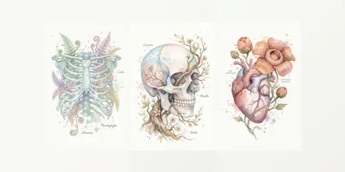Pastel Floral Human Anatomy Watercolors generated by gemini-image